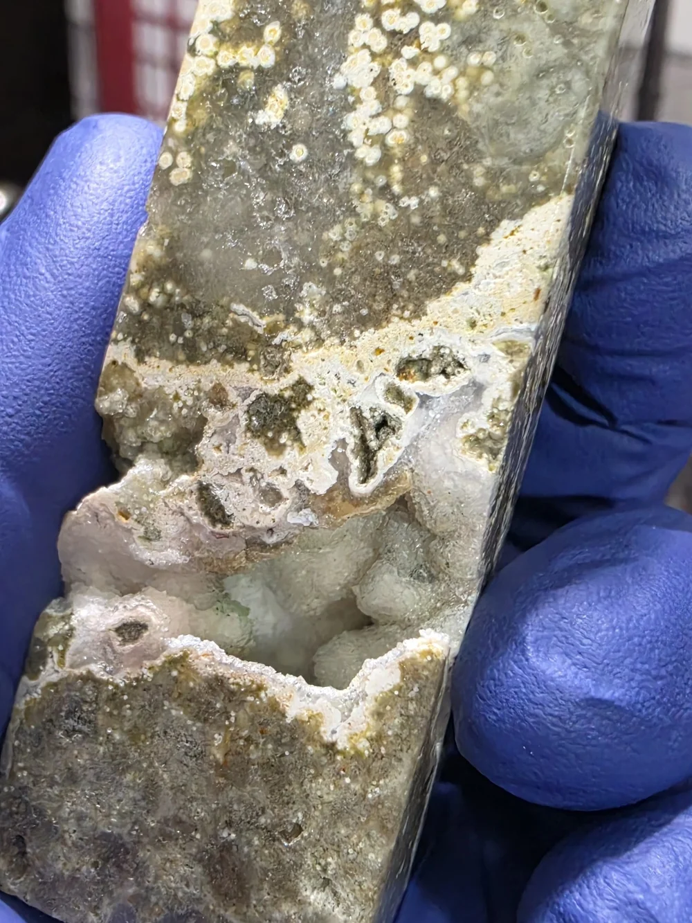 Polished Ocean Jasper Point - Green, Cream & White